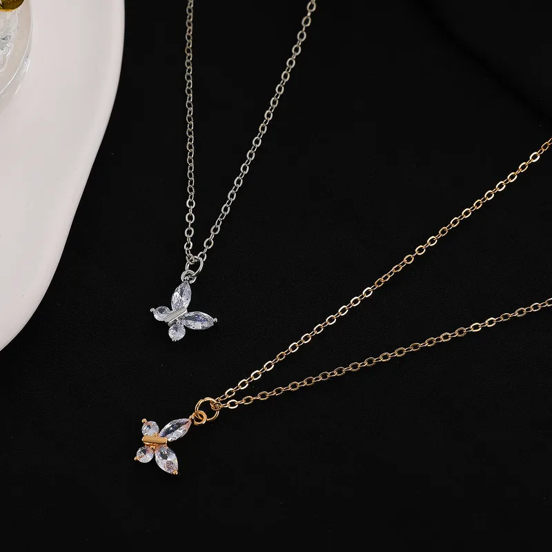 Fashion Zircon Butterfly Alloy Necklace